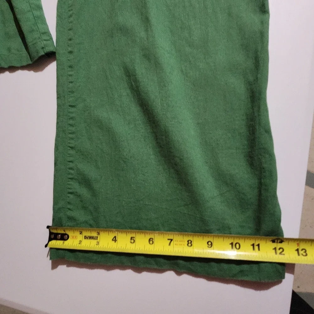 MNG Mango Green Linen Blend Wide Leg Jumpsuit Romper M V-Neck Cropped Sleeveless
